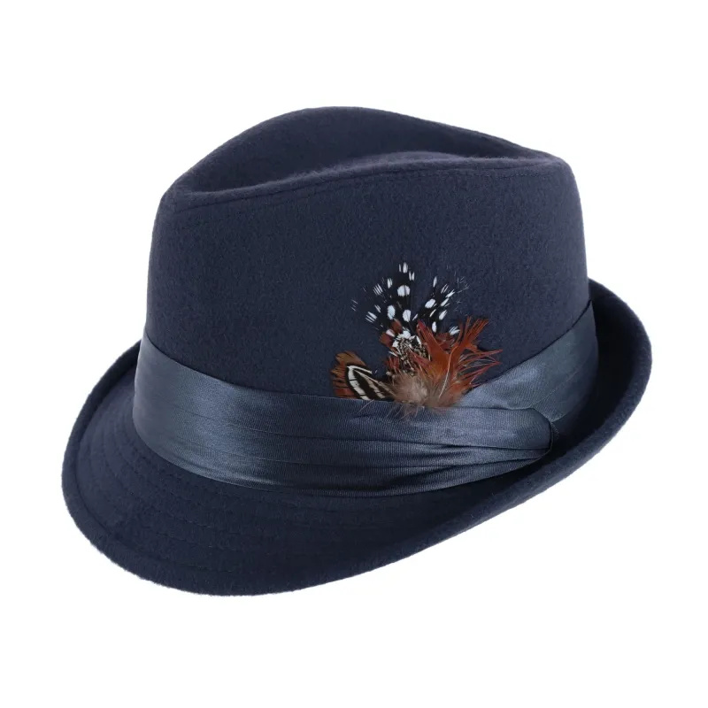 Kenny K Men's Dressy Faux Felt Fedora with Feather sold by Belt Outlet
