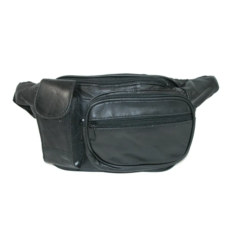 Leather Impressions Leather Multiple Pocket Fanny Waist Pack sold by Belt Outlet