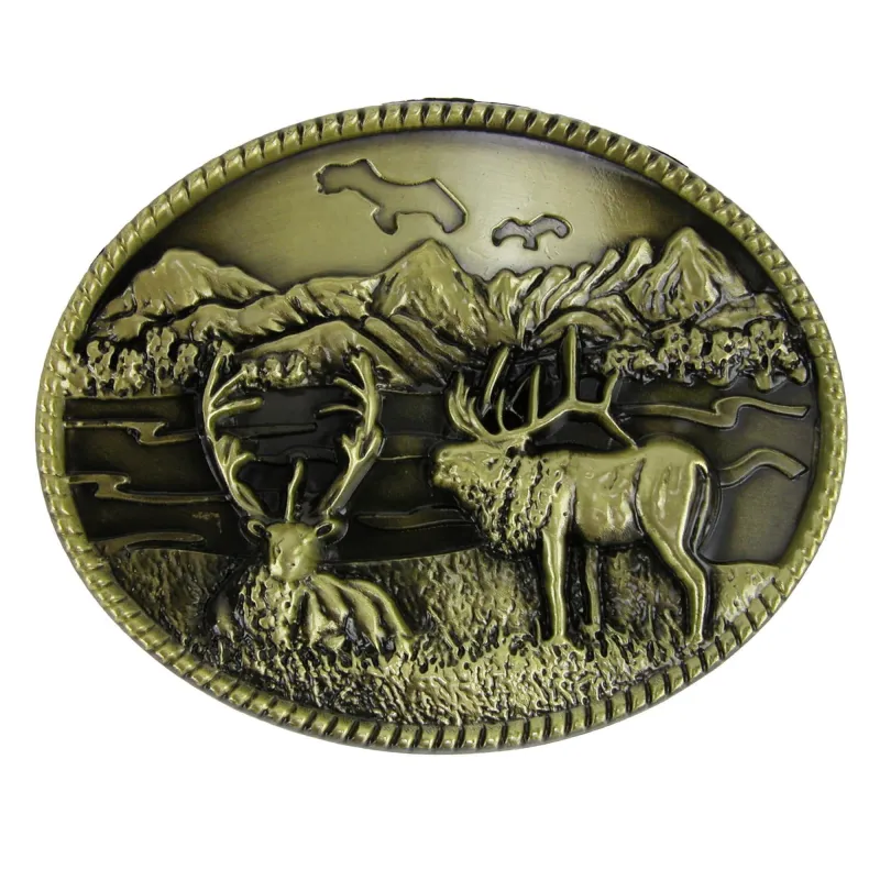 CTM® Scenic Elk Belt Buckle made by Belt Outlet