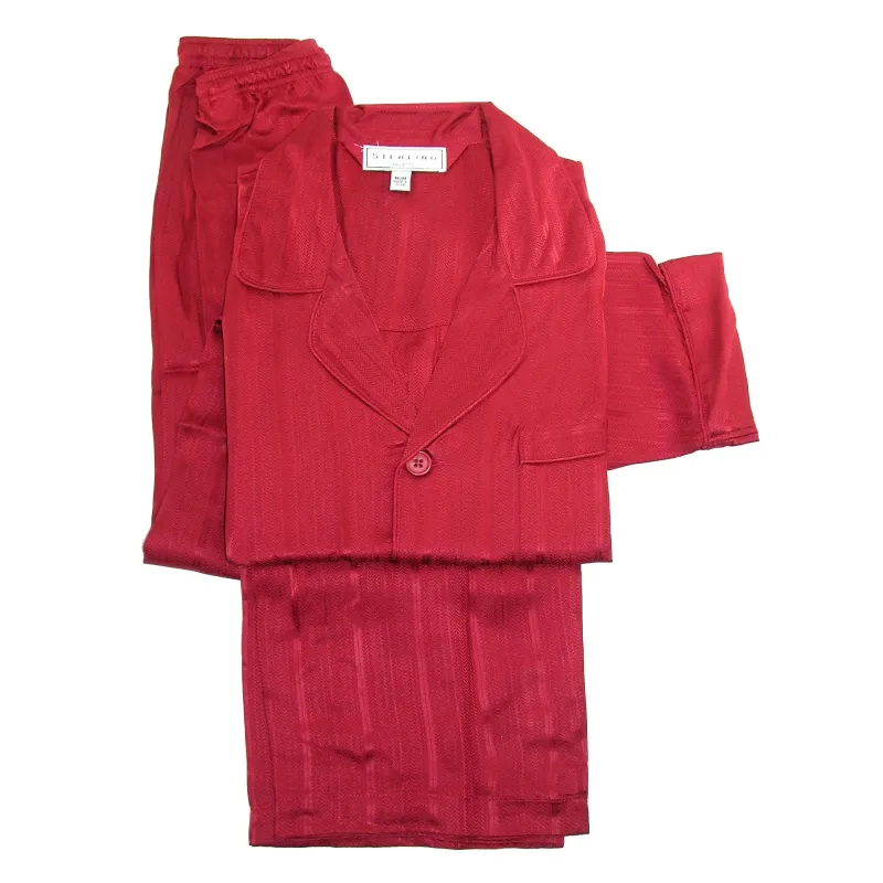 Majestic International Men's Silk Herringbone Stripe Pajama Set sold by Belt Outlet