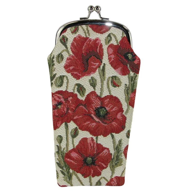 CTM® Women's Poppy Print Tapestry Glasses Case sold by Belt Outlet