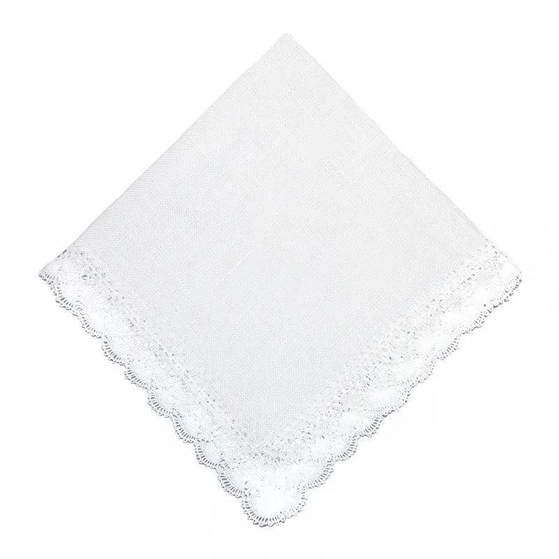 CTM® Women's Nosegay Hand Made Bobbin Lace Linen Handkerchief sold by Belt Outlet