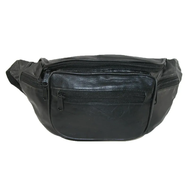CTM® Leather Multi Pocket Fanny Waist Pack sold by Belt Outlet