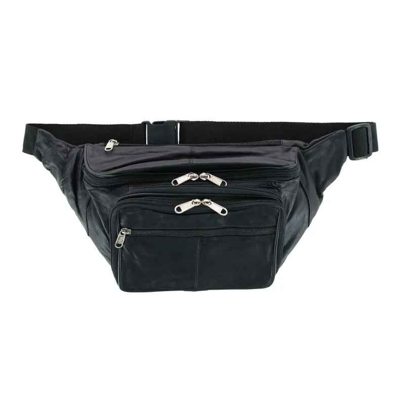 CTM® Leather Large Organizer Fanny Waist Pack sold by Belt Outlet