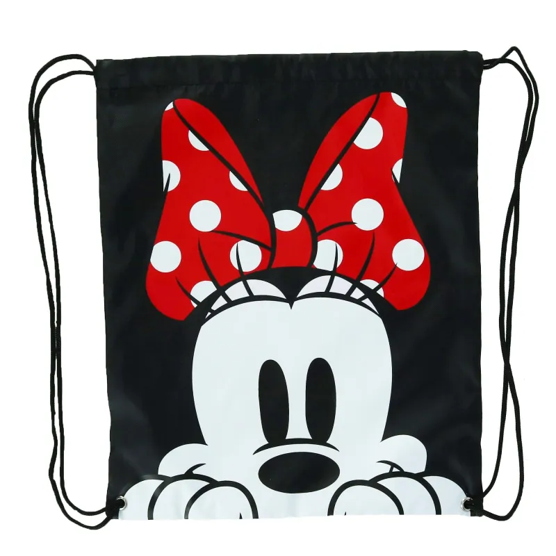 Disney Minnie Mouse Face Drawstring Backpack Bag made by Disney