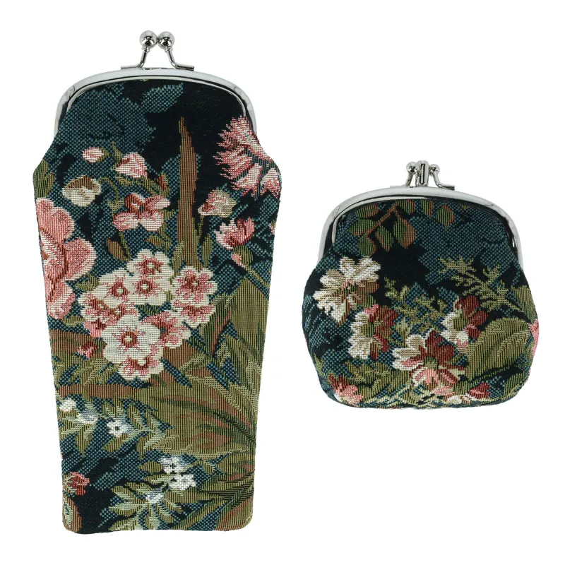 CTM® Women's Floral Print Tapestry Glasses Case and Coin Purse Set sold by Belt Outlet