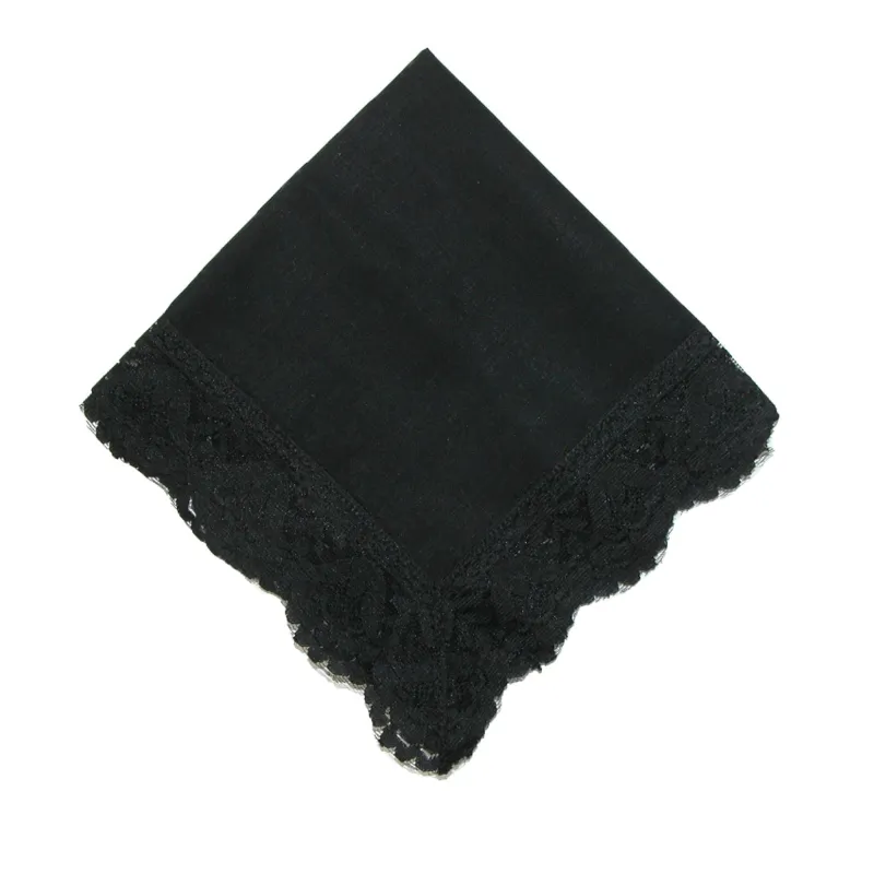 CTM® Women's Twilight Beauty Black Lace Handkerchief made by Belt Outlet