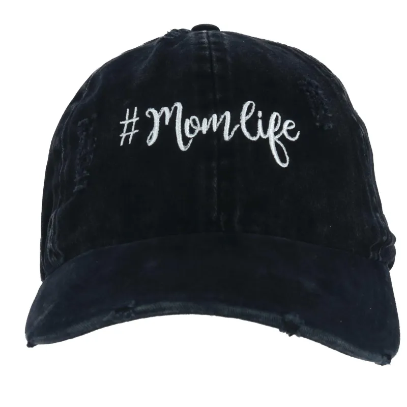 David & Young Women's Distressed Mom Life Embroidered Baseball Cap sold by Belt Outlet