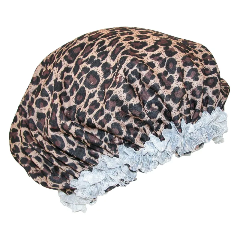 CTM® Women's Satin Leopard Hair Roller Sleep Cap Cover sold by Belt Outlet