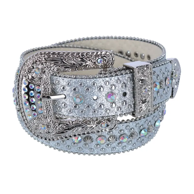 CTM® Women's Rhinestone Glitter Bling Belt made by Belt Outlet