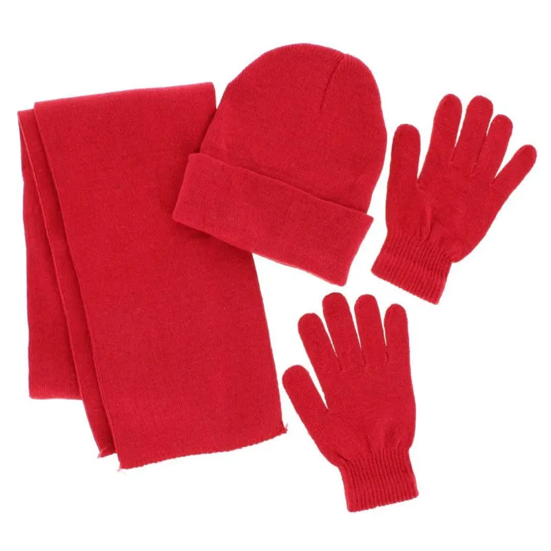 CTM® Adult One Size Winter Beanie Hat Gloves and Scarf Set by Wootie made by Belt Outlet