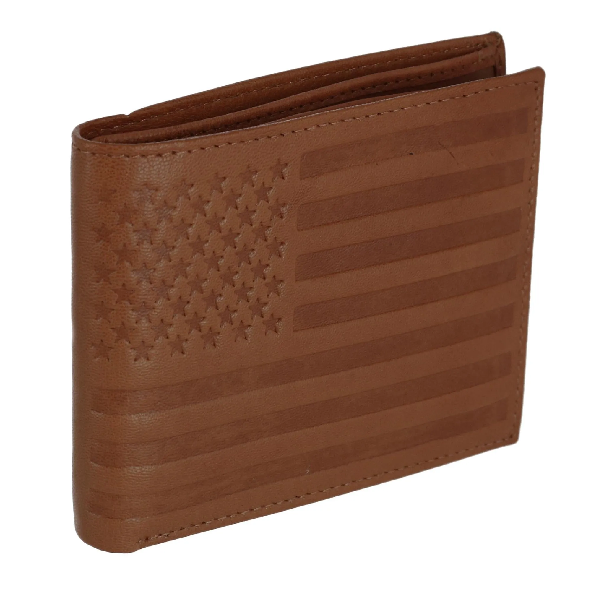 CTM® Men's Leather American Flag Embossed Bifold Wallet sold by Belt Outlet product image thumbnail 4