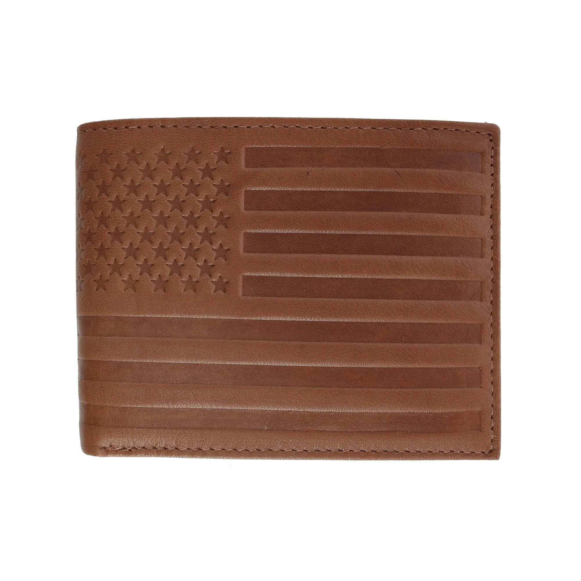 CTM® Men's Leather American Flag Embossed Bifold Wallet sold by Belt Outlet product image thumbnail 2