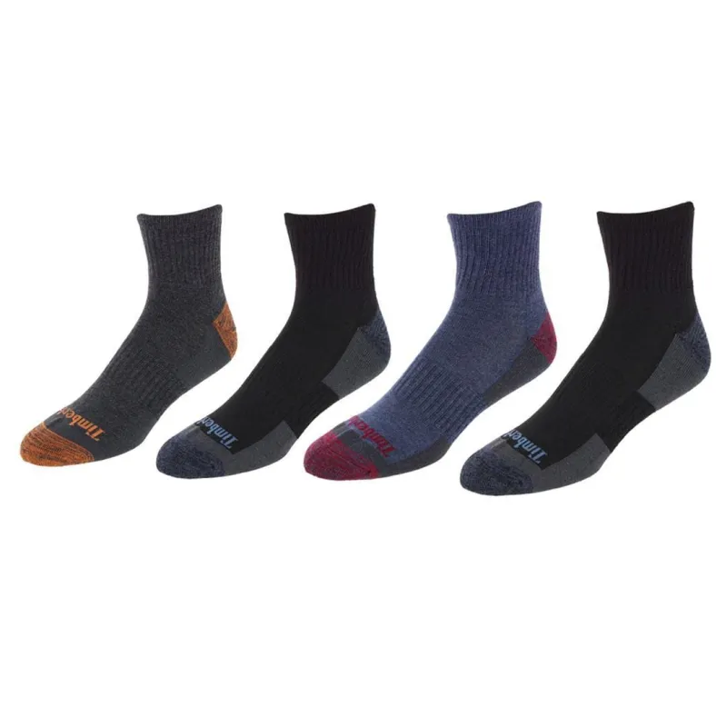 Timberland Men's Castleton Comfort Cushioned Quarter Socks (4 Pack) made by Timberland
