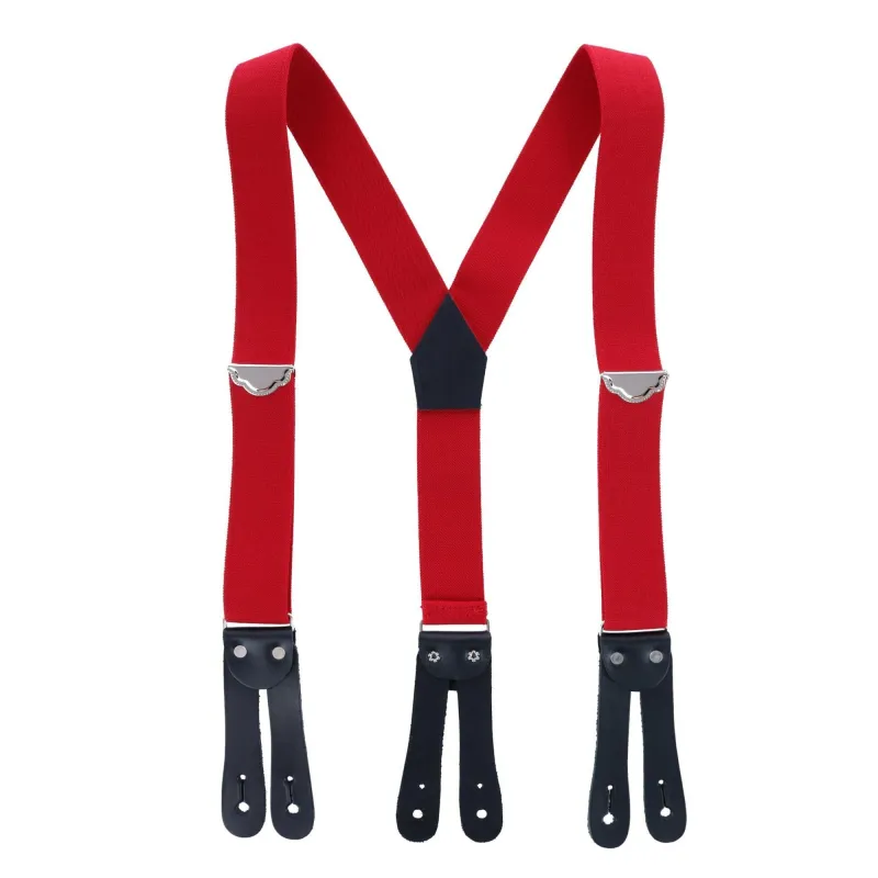 Welch Men's Elastic Button-End Y-Back 1 1/2 Inch Double Face Suspenders made by Belt Outlet