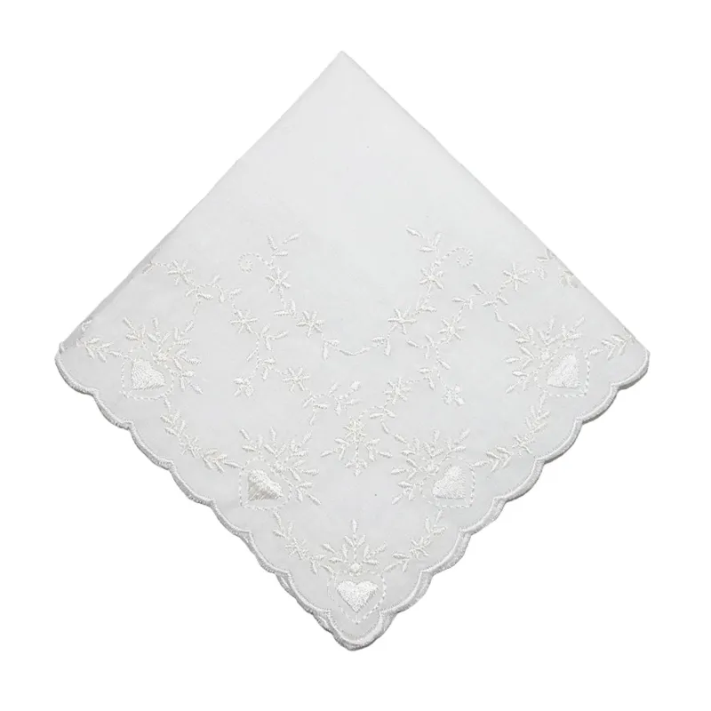CTM® Women's Soft Cotton Bridal Heart Embroidered Handkerchief made by Belt Outlet