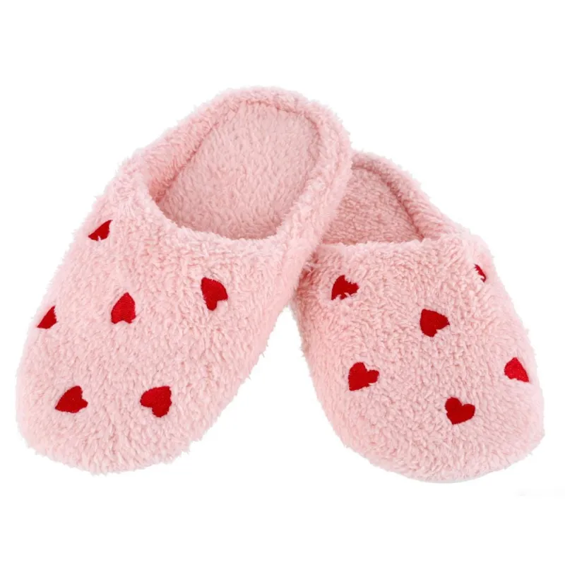 CTM® Women's Love Heart Print Slippers made by Belt Outlet