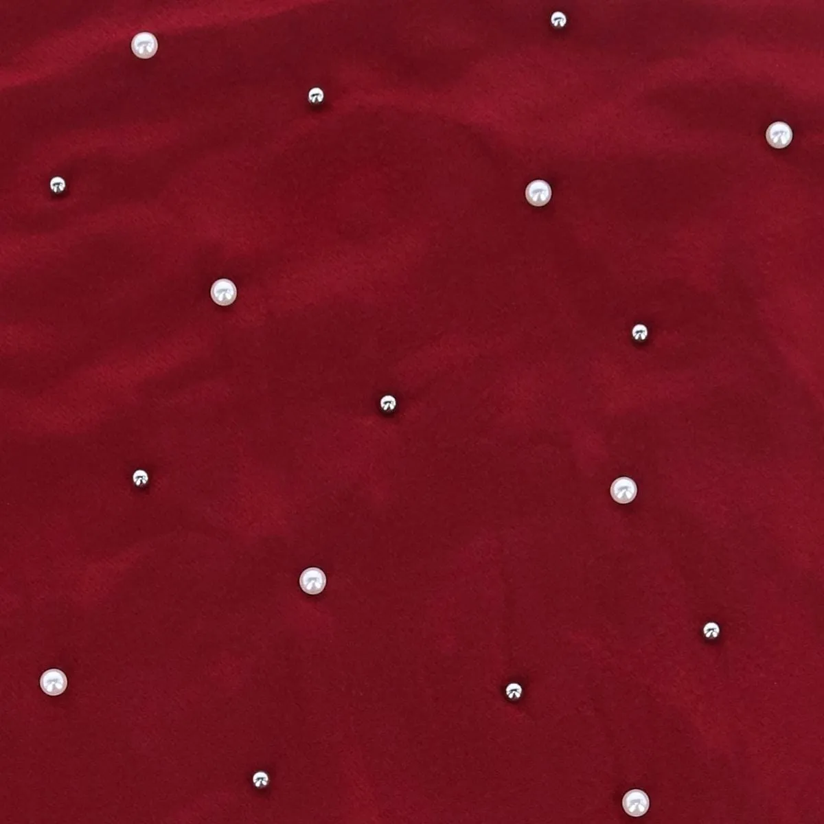 CTM® Women's Pearl Embellished Solid Fringe Oblong Scarf sold by Belt Outlet product image thumbnail 5