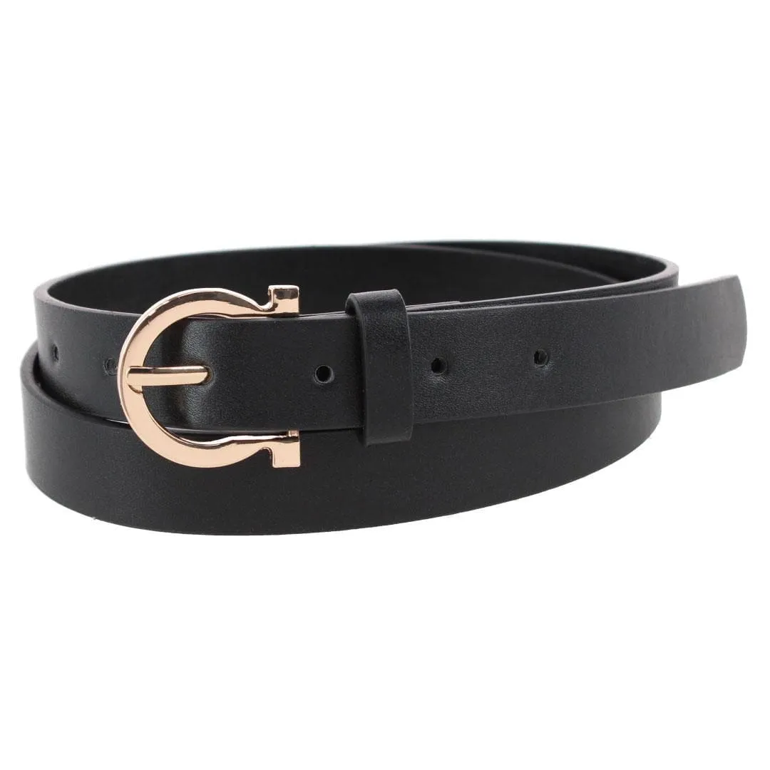 CTM® Women's 1-Inch Wide Leather Belt with Gold Buckle sold by Belt Outlet
