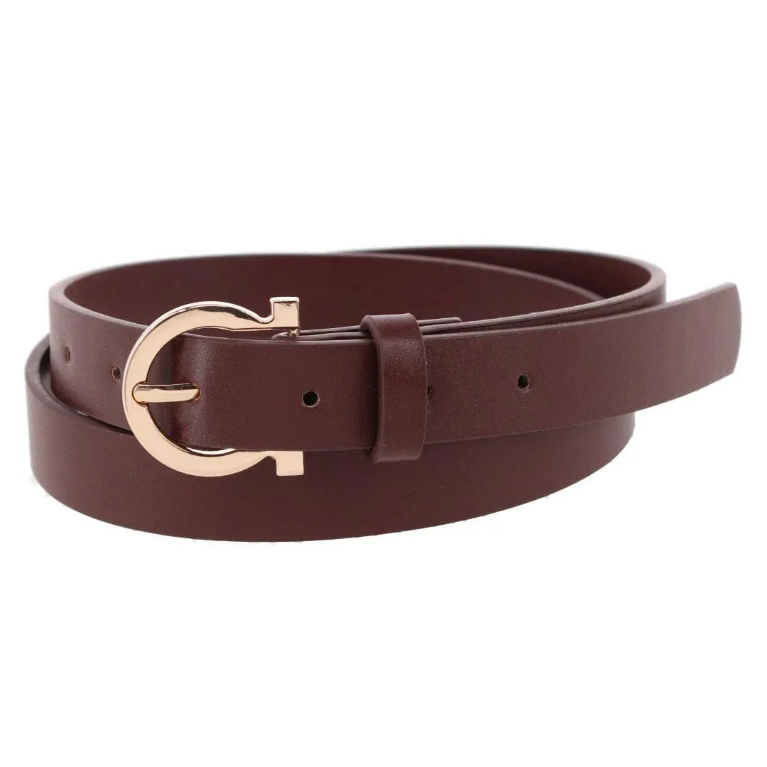 CTM® Women's 1-Inch Wide Leather Belt with Gold Buckle sold by Belt Outlet product image thumbnail 3