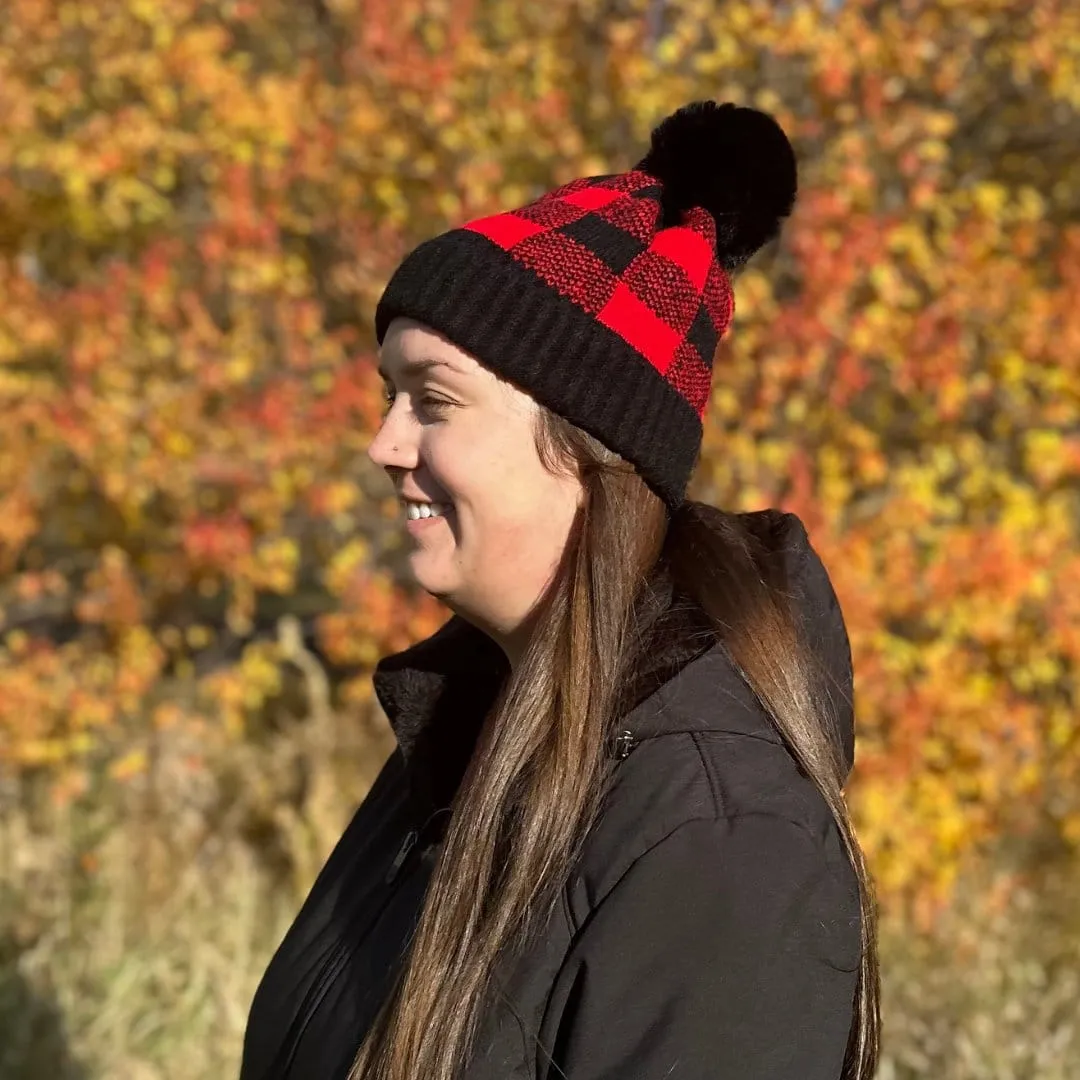 Love of Fashion Women's Knit Buffalo Plaid Winter Beanie Hat with Pom sold by Belt Outlet product image thumbnail 4