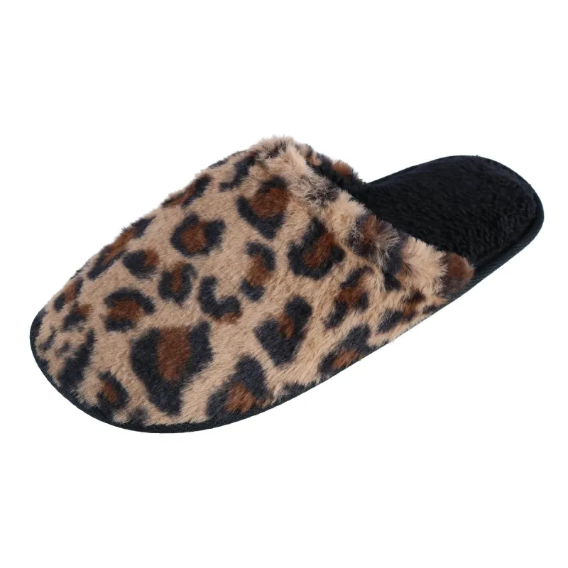 Polar Extreme Women's Leopard Print Sherpa Lined Slippers made by Belt Outlet