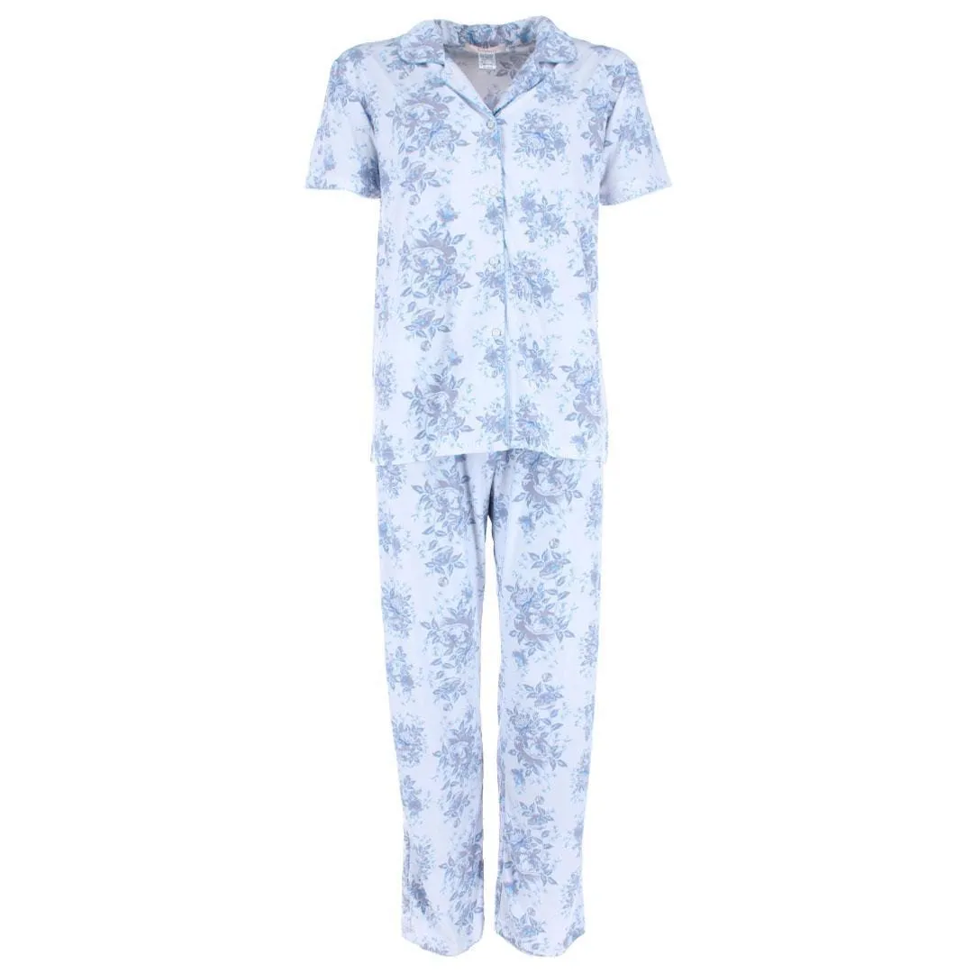 CTM® Women's Floral Notched Collar Picot Pajama Set sold by Belt Outlet
