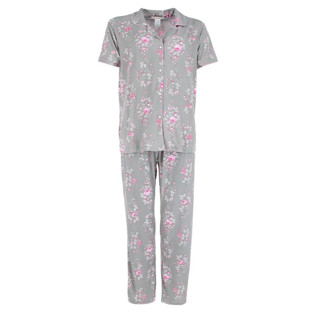 CTM® Women's Floral Notched Collar Picot Pajama Set sold by Belt Outlet product image thumbnail 2
