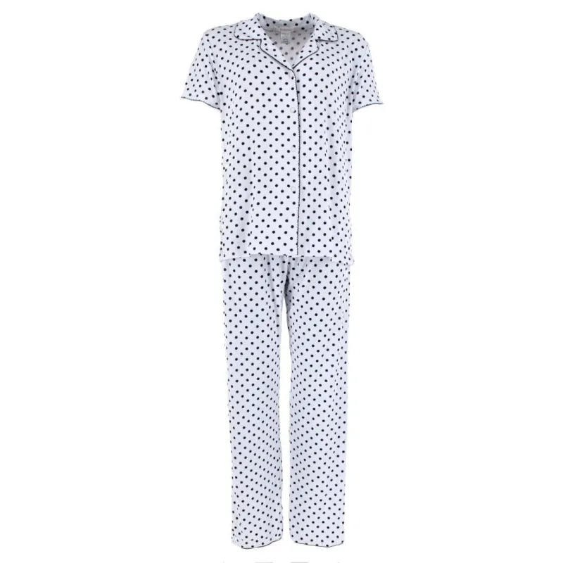 Gabriella Women's Notched Collar Polka Dot Pajama Set made by Belt Outlet
