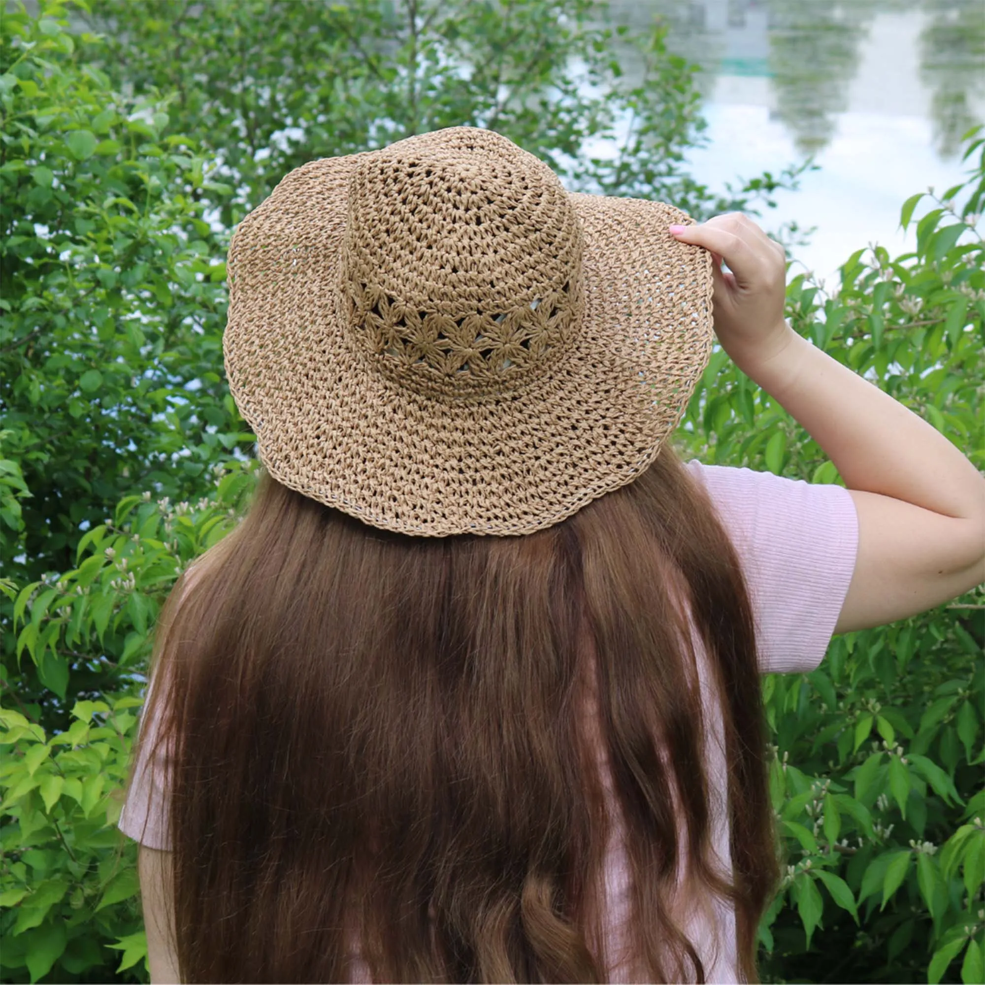 David & Young Women's Hand Crochet Straw Sun Hat sold by Belt Outlet product image thumbnail 5