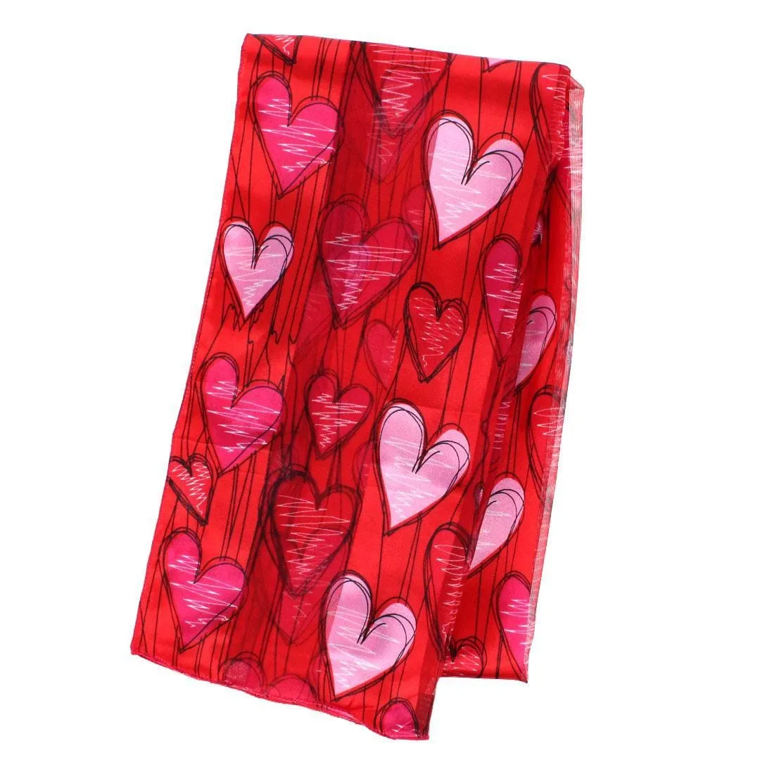 CTM® Women's Valentine's Day Hearts & Stripes Lightweight Print Scarf sold by Belt Outlet product image thumbnail 4