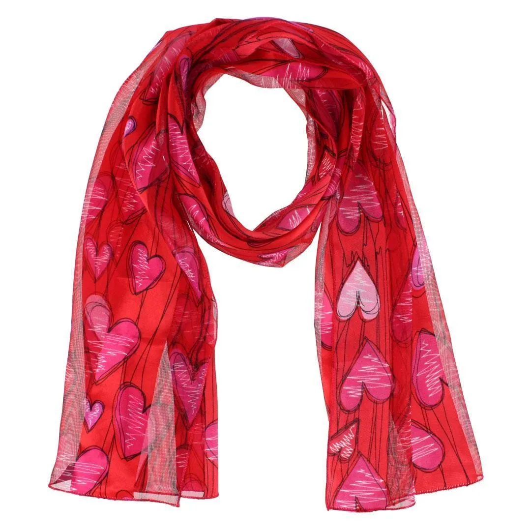CTM® Women's Valentine's Day Hearts & Stripes Lightweight Print Scarf sold by Belt Outlet