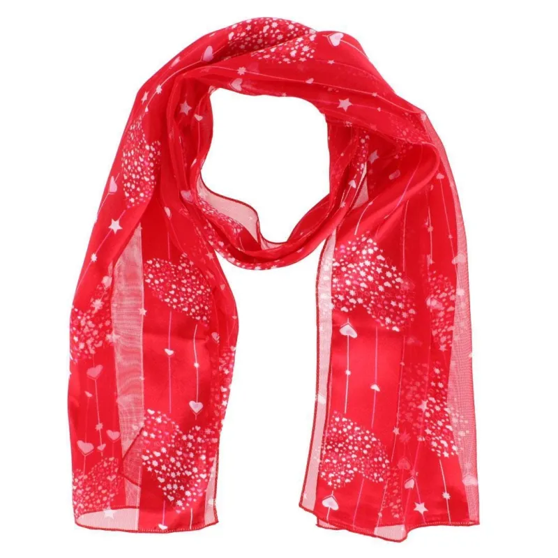 CTM® Women's Valentine's Day Heart and Stripe Print Holiday Lightweight Scarf made by Belt Outlet