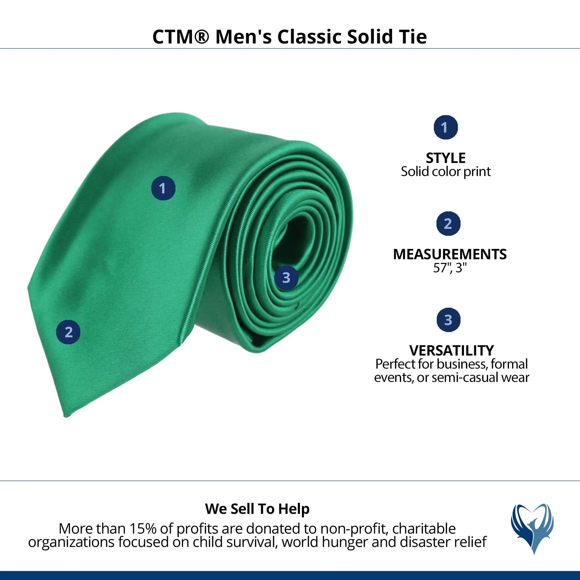 CTM® Men's Classic Solid Tie sold by Belt Outlet product image thumbnail 5
