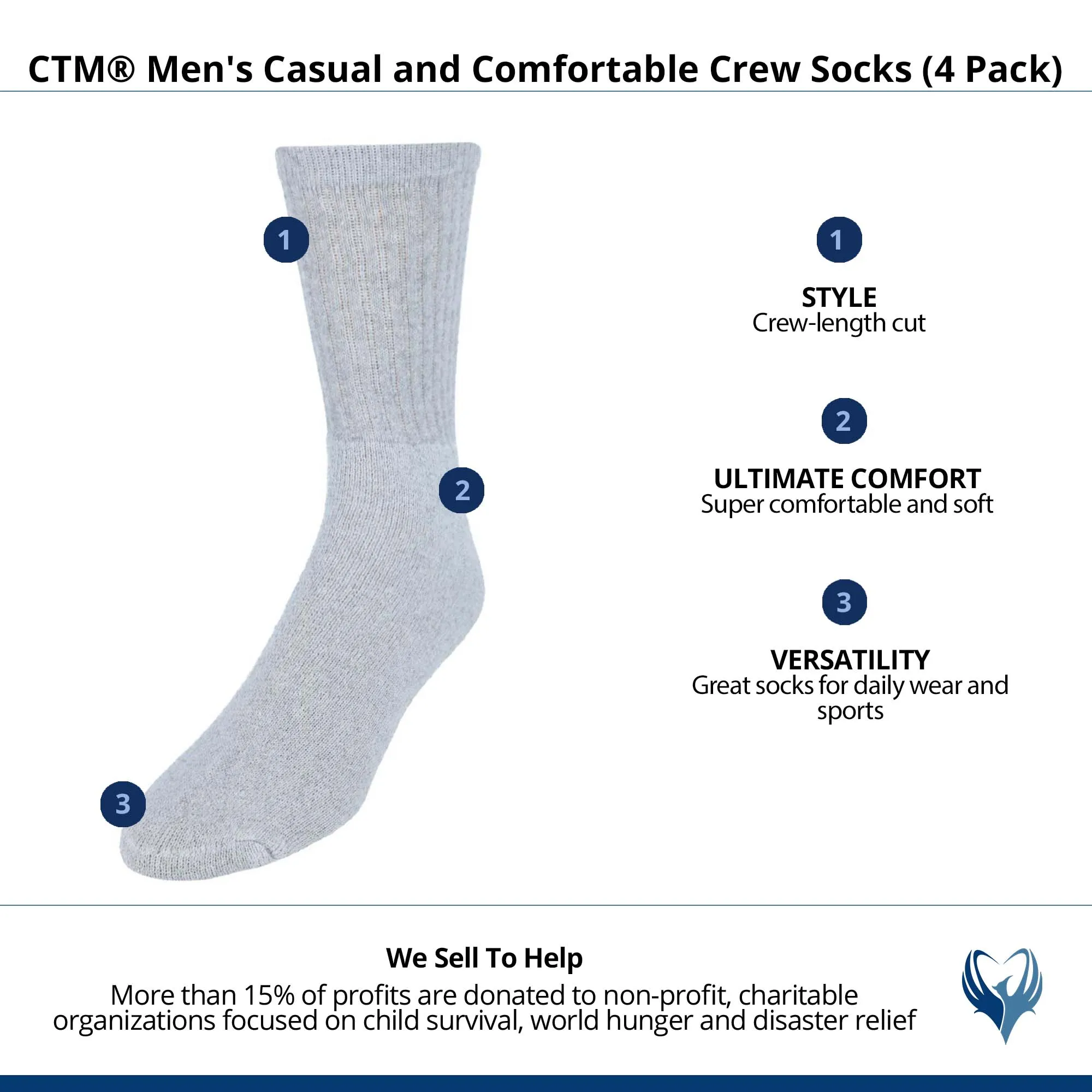 CTM® Men's Casual and Comfortable Crew Socks (4 Pack) sold by Belt Outlet product image thumbnail 5