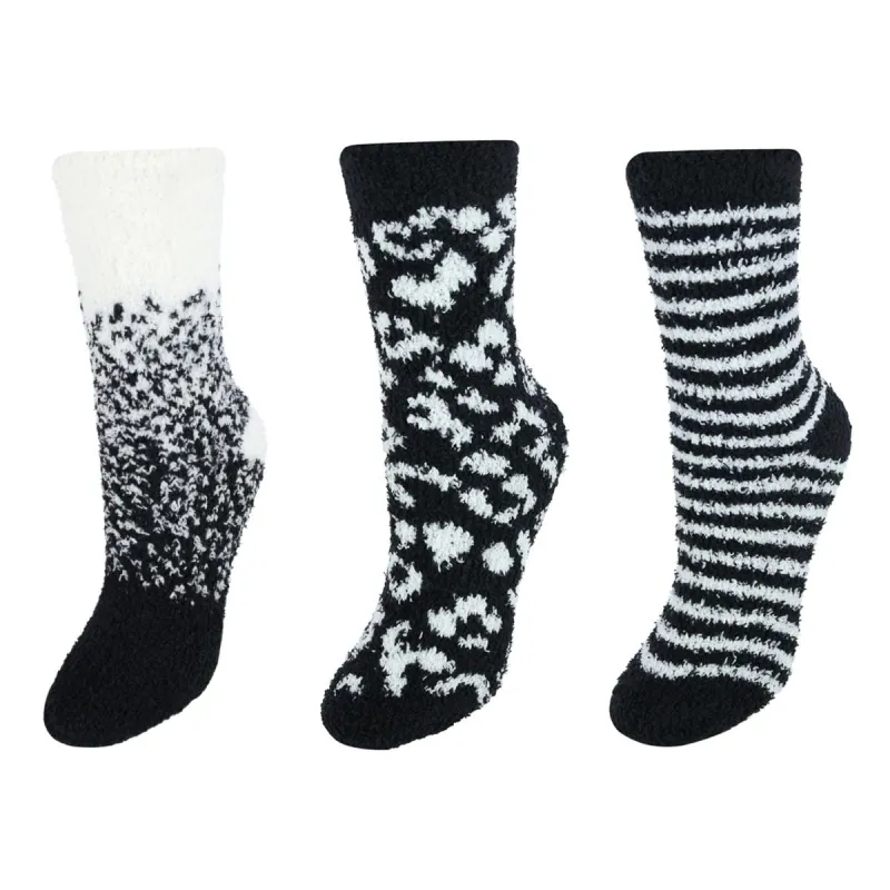 CTM® Women's Fuzzy and Cozy Pattern Socks (Pack of 3) made by Belt Outlet