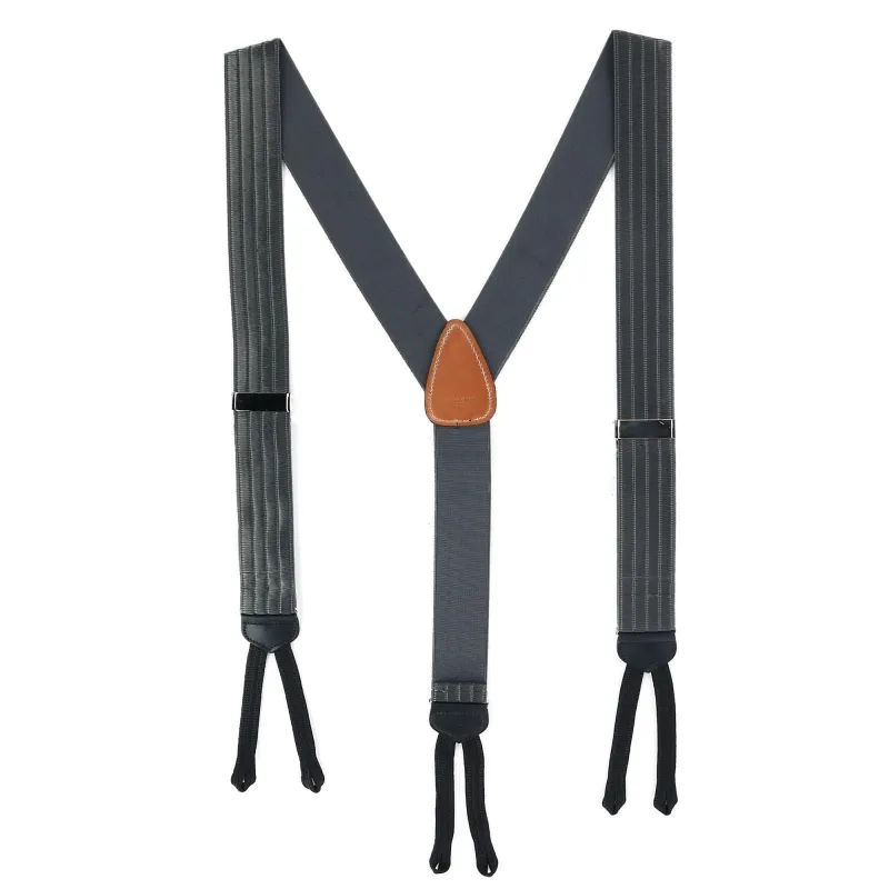 CrookhornDavis Men's Grand Central Satin Stripe Formal Elastic Braces made by Belt Outlet