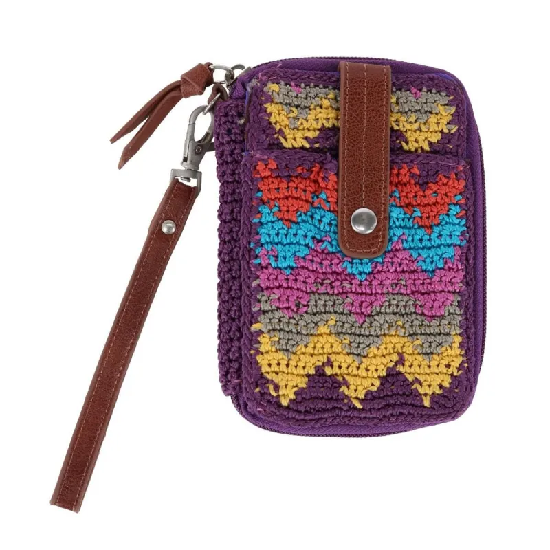CTM® Women's Zip Around Crocheted Clutch Wristlet made by Belt Outlet