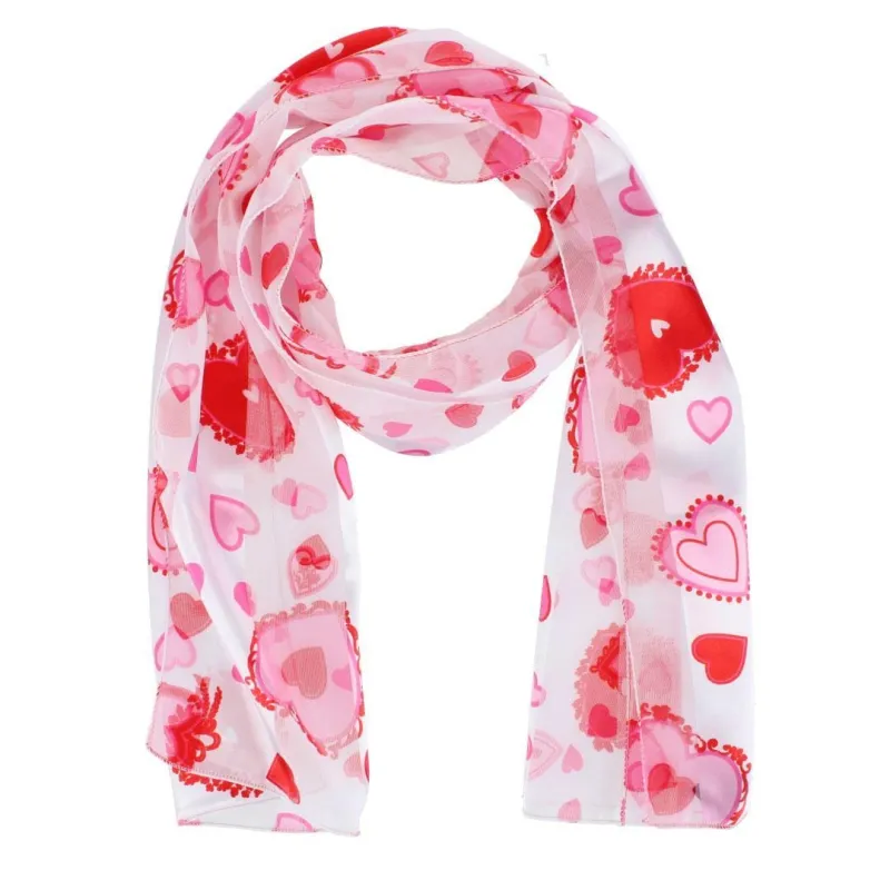 CTM® Women's Valentine's Day Heart Print Holiday Lightweight Scarf made by Belt Outlet