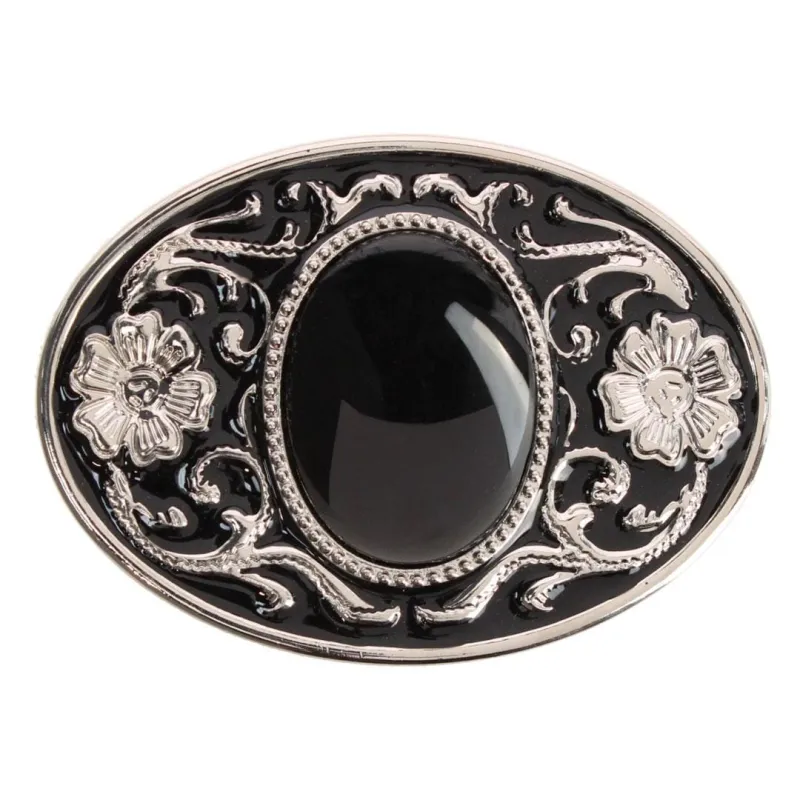 CTM® Women's Ornate Floral Silver Belt Buckle made by Belt Outlet