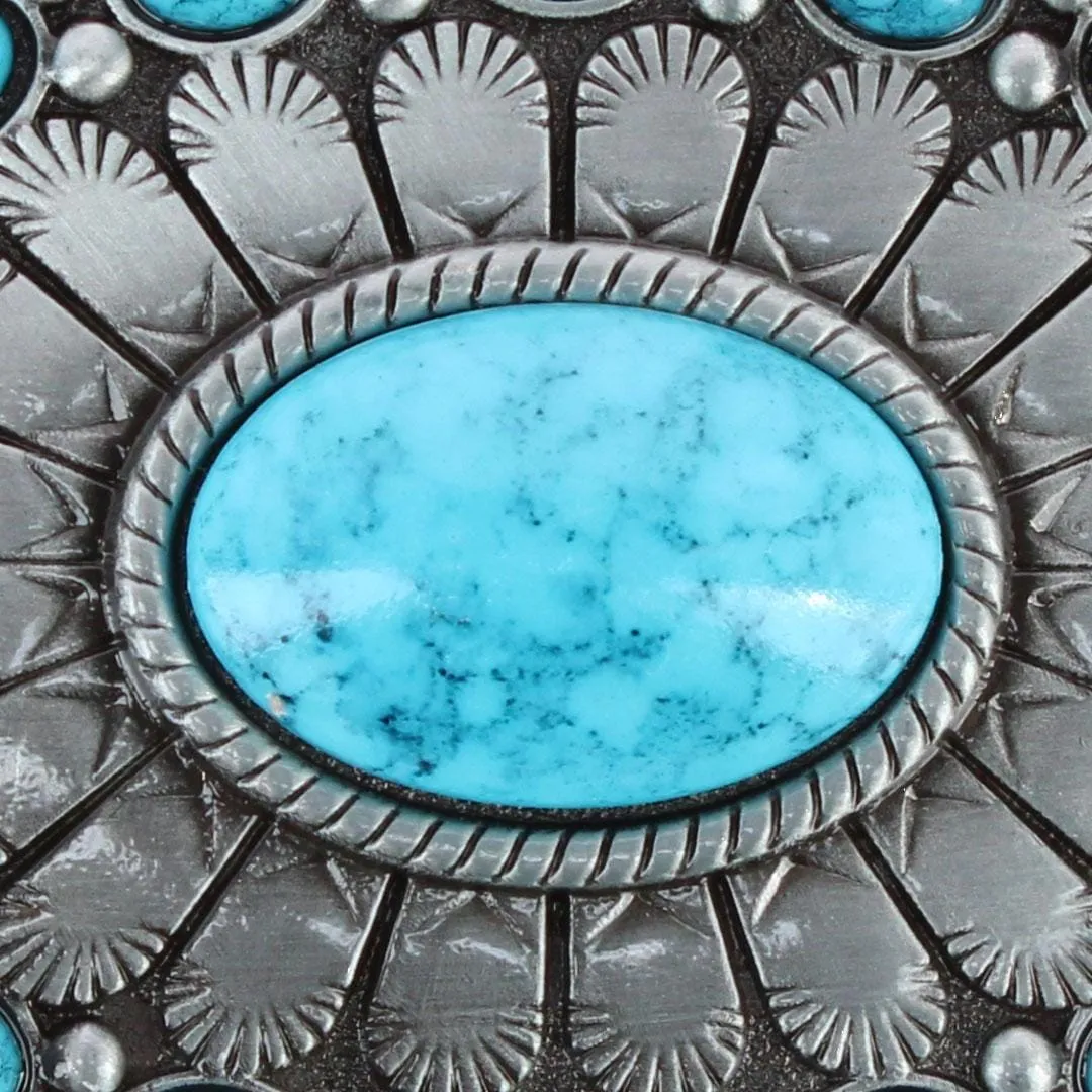 CTM® Women's Oval Silver Belt Buckle with Turquoise Detail sold by Belt Outlet product image thumbnail 4