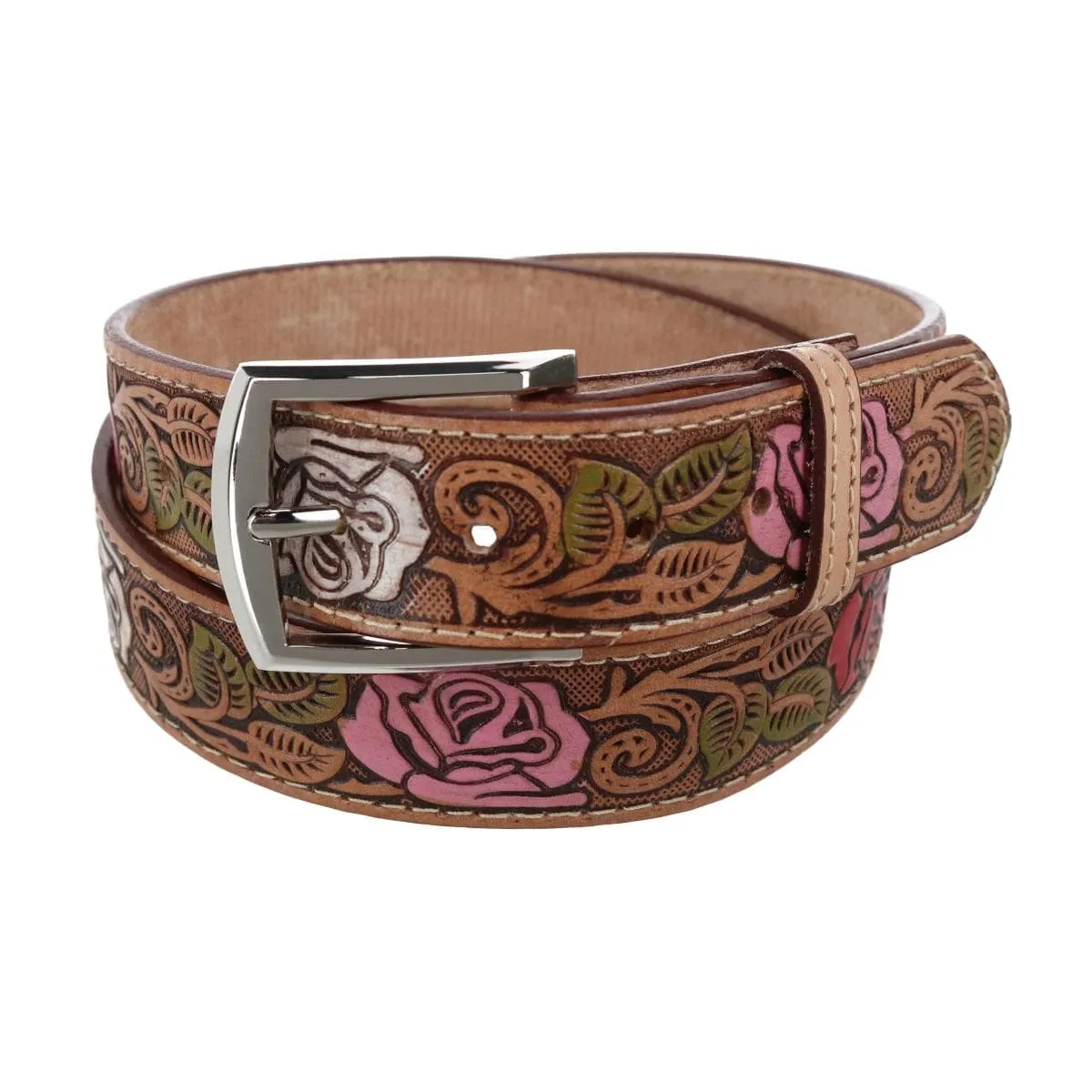 CTM® Women's Floral Embossed Belt with Western Buckle sold by Belt Outlet product image thumbnail 3