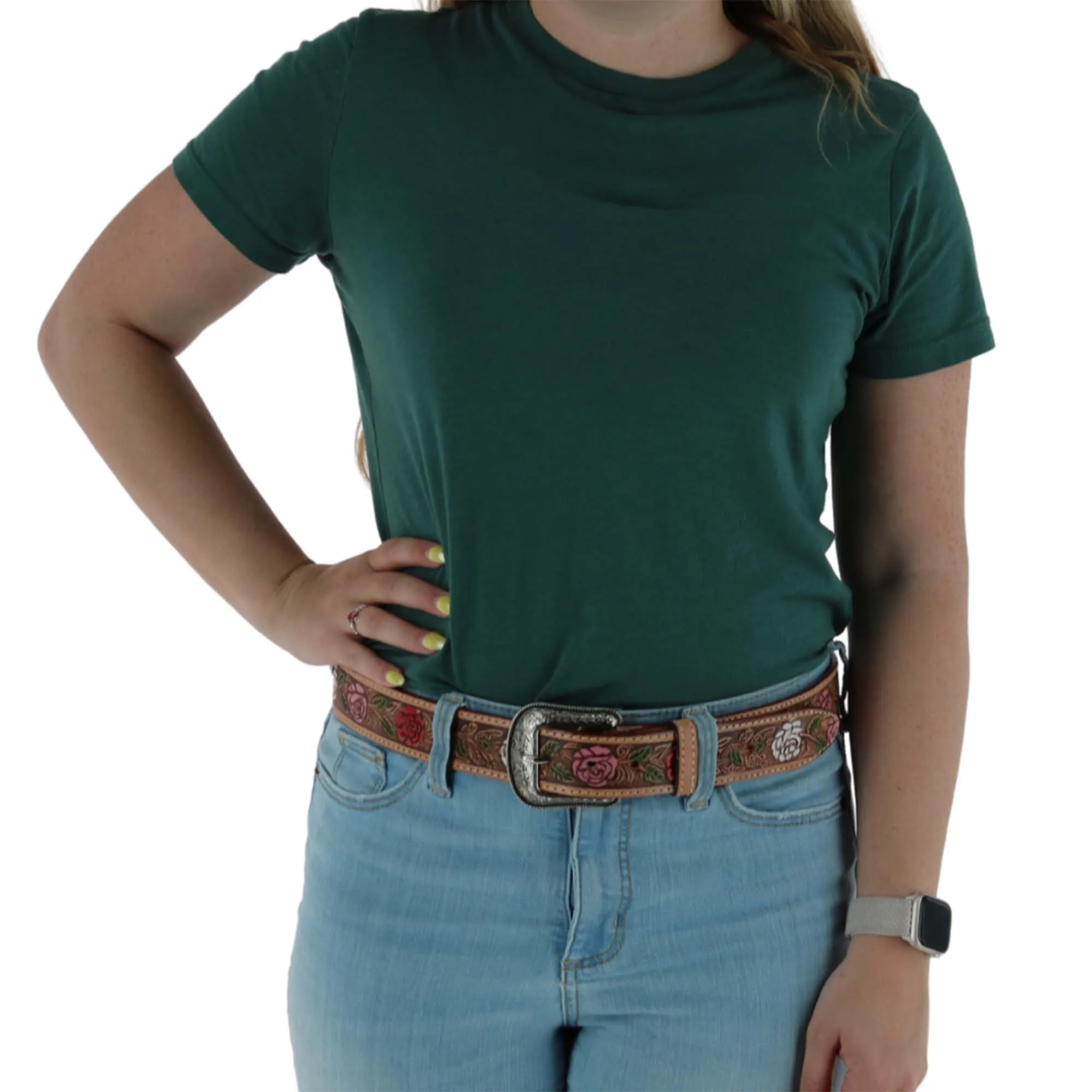 CTM® Women's Floral Embossed Belt with Western Buckle sold by Belt Outlet product image thumbnail 5