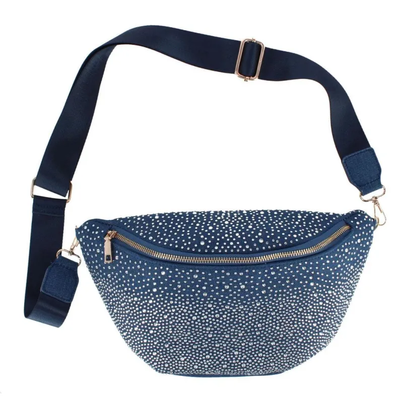 CTM® Women's Rhinestine Studded Fanny Pack made by Belt Outlet
