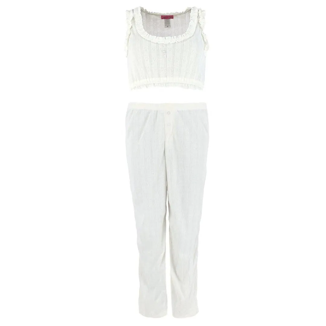 Love to Sleep Ladies Pointelle Crop Tank Pajama Set sold by Belt Outlet product image thumbnail 4