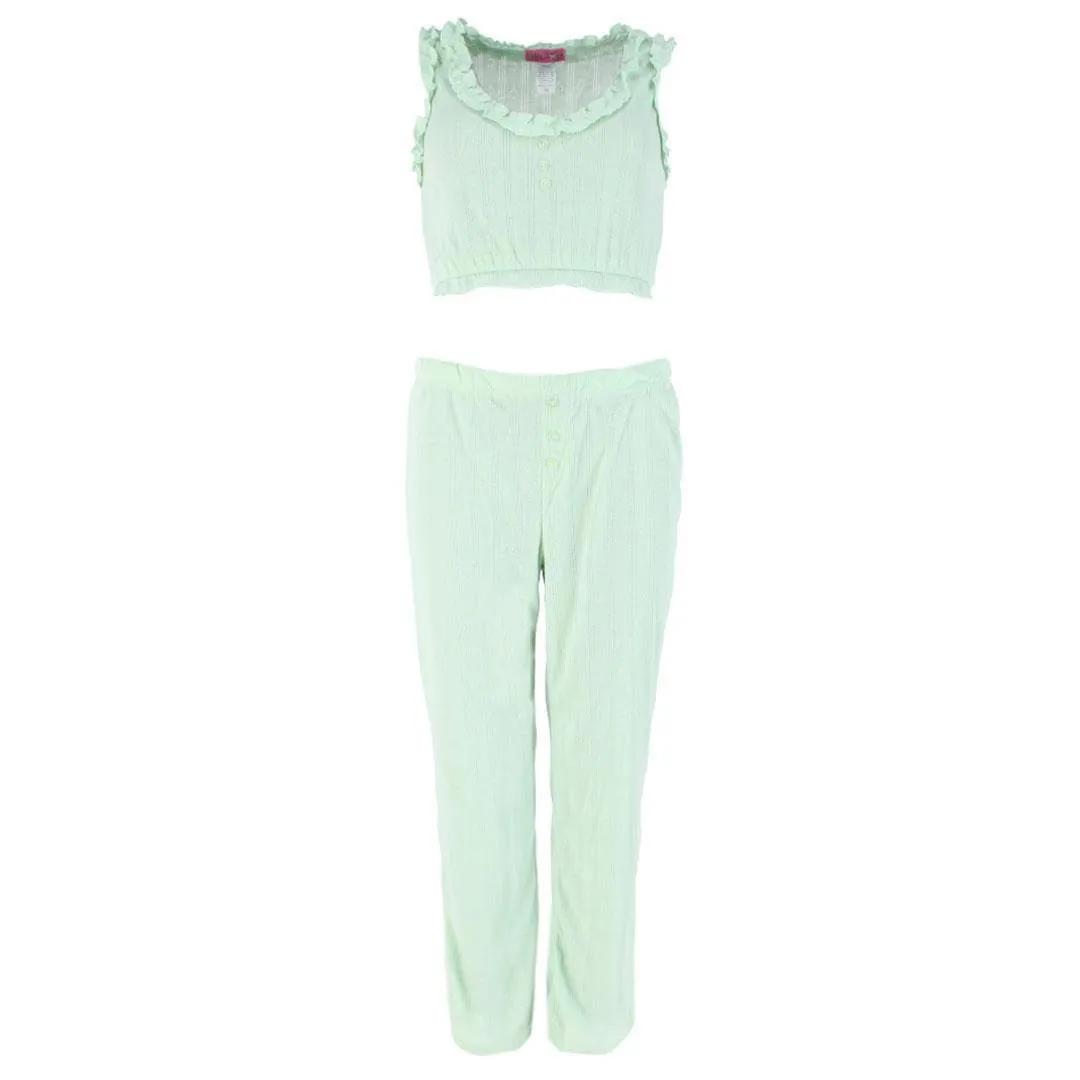 Love to Sleep Ladies Pointelle Crop Tank Pajama Set sold by Belt Outlet product image thumbnail 5