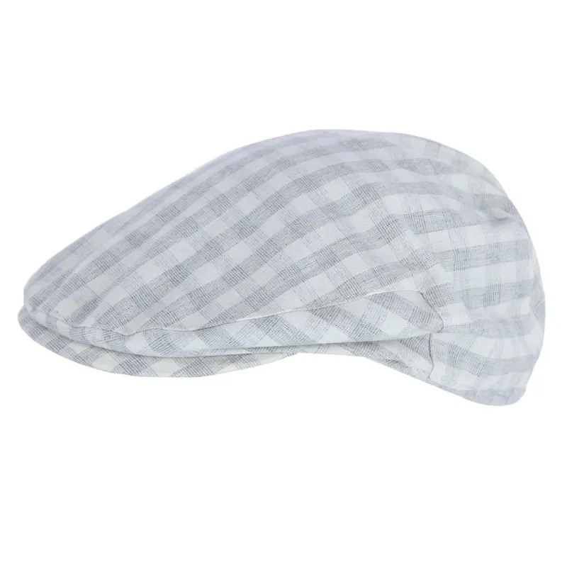 Kenny K. Men's Gingham Check Poly Cotton Ivy Flat Cap made by Belt Outlet