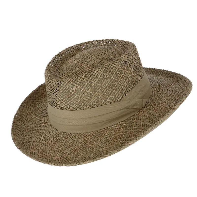 Kenny K Men's Twisted Seagrass Gambler Hat with Pleated Band made by Belt Outlet