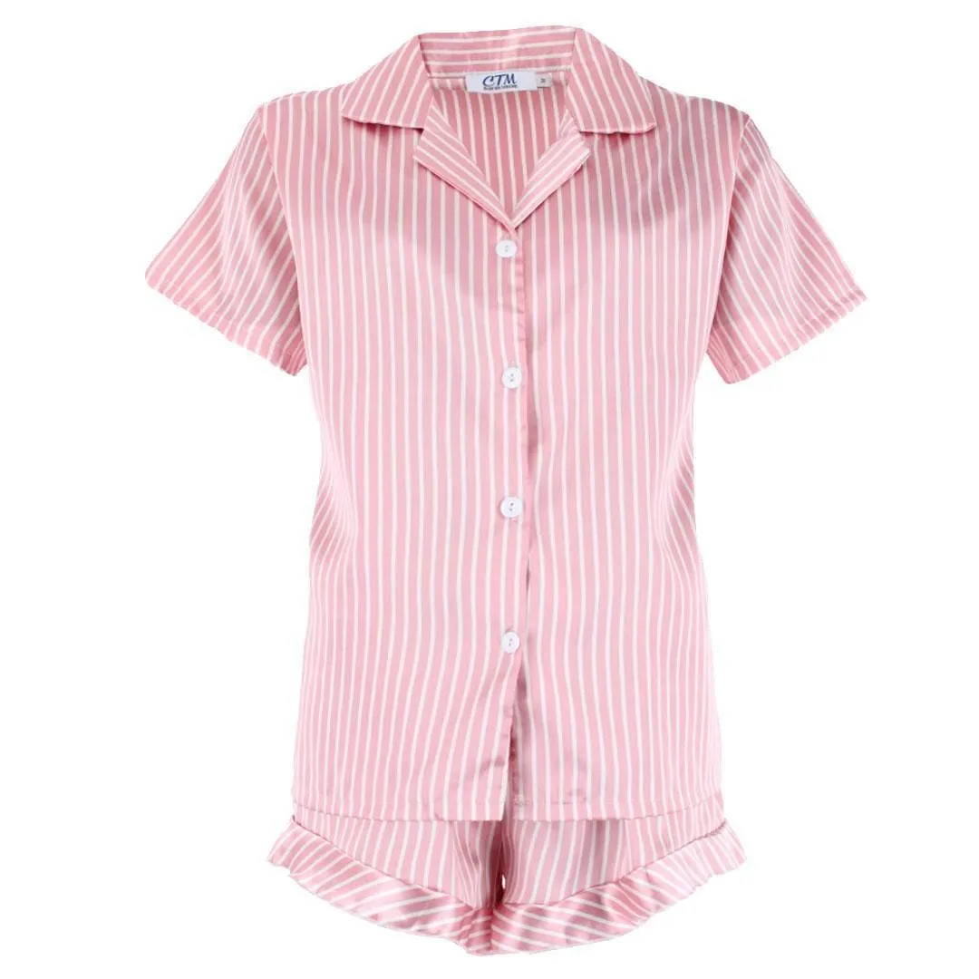 CTM® Women's Striped Satin Short Sleeve Pajama Set sold by Belt Outlet product image thumbnail 3