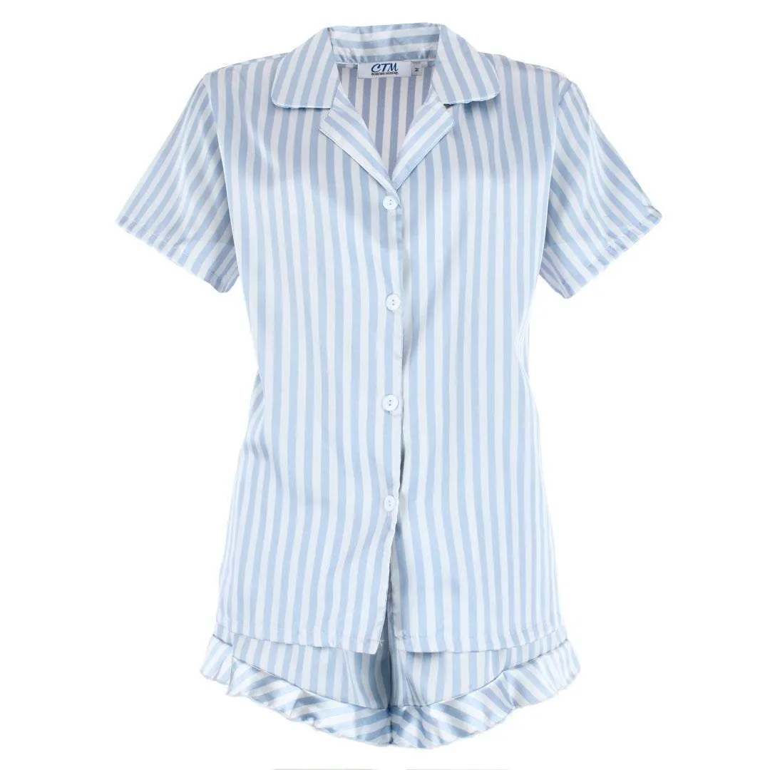 CTM® Women's Striped Satin Short Sleeve Pajama Set sold by Belt Outlet product image thumbnail 4
